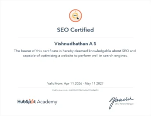 SEO hubspot certificate